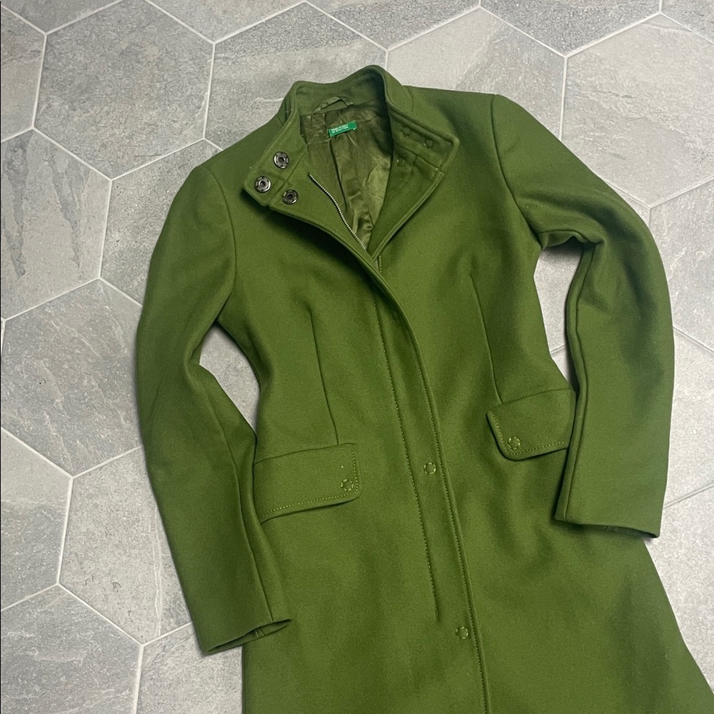 United Colors of Benetton Green Wool Cocoon Coat – Made in Italy – Women’s EU 38